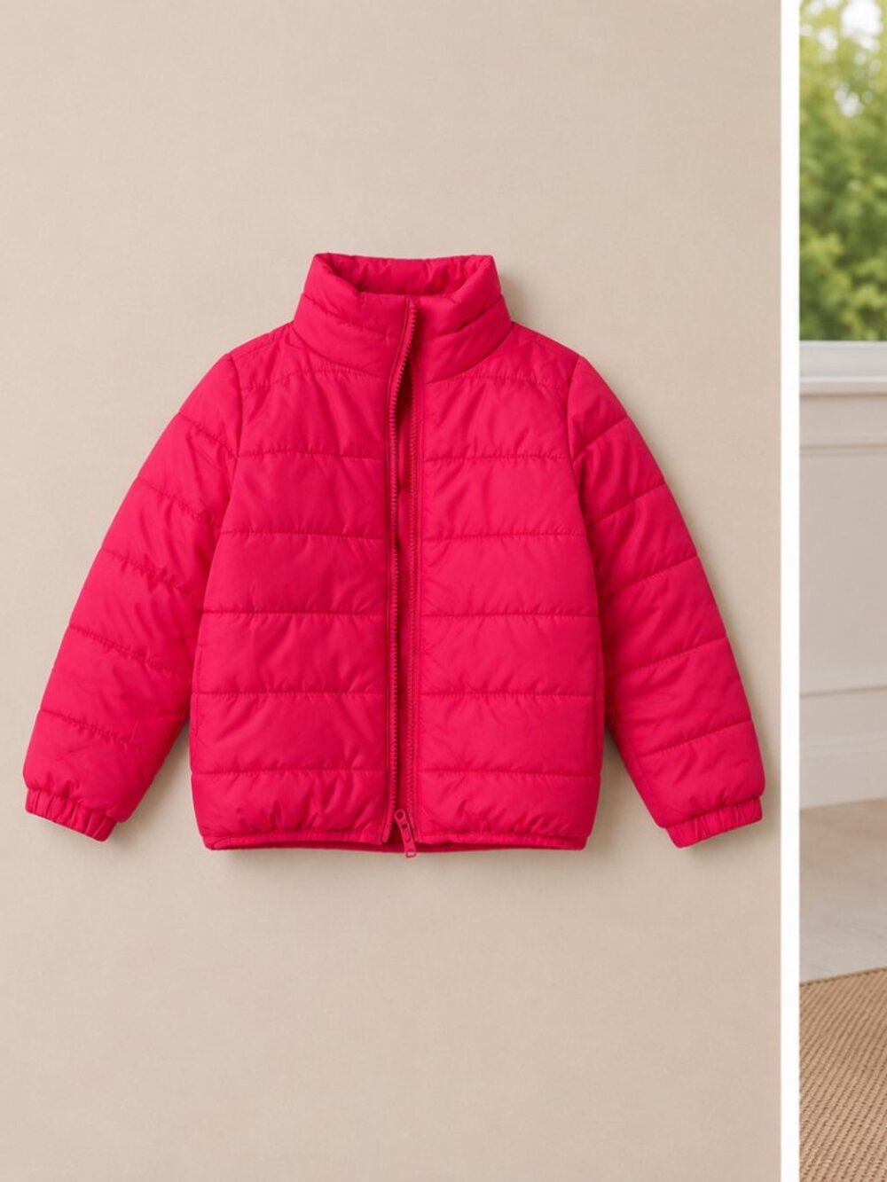 Joe Fresh Girls Red Puffer Jacket Size 5 Mock Neck